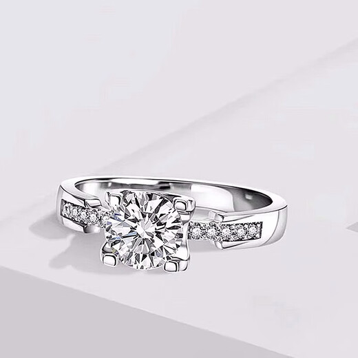 I Do platinum PT950 diamond ring micro-paved bull head 1 carat cultivated diamond proposal engagement diamond ring gift for girlfriend micro-paved bull head 1 carat diamond size 19