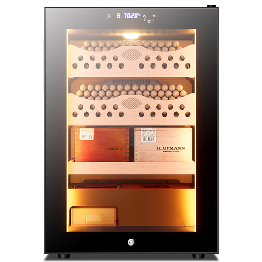 He Jiagong 50C1 Intelligent Temperature Control and Humidity Control Cigar Cabinet Cedar Wood Mini Small Home Embedded Wine Cabinet 50C Temperature Control Humidity Cigar Red Wine Black