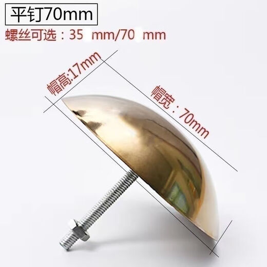 Vinoa door decorative nails round head stainless steel antique nails bubble nails door nails copper antique bubble nails flat nails rural door accessories thickened door nails full of 10 6.5 cm yellow flat nails 5 wires rod length 3 cm