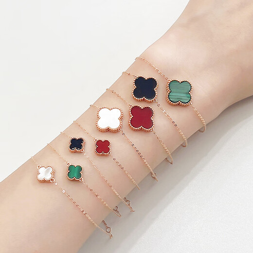 18K gold four-leaf clover bracelet AU750 color gold rose gold gold five-flower bracelet red agate birthday gift for girl rose gold red agate