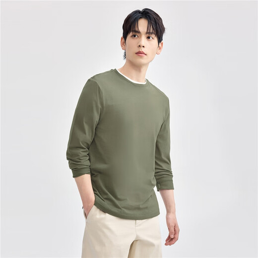 Giordano long-sleeved T-shirt men's pure cotton top basic solid color round neck bottoming shirt 01023820
