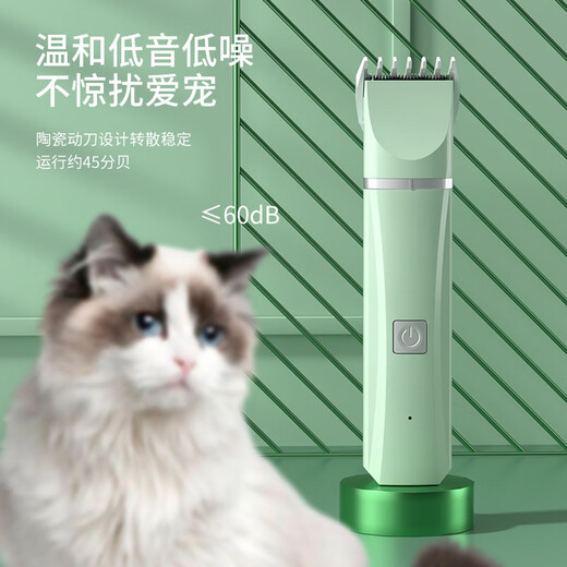 BLANLODY dog shaver, cat foot shaver, pet hair clipper, nail polishing dog hair clipper, silent and non-stuck, 2-in-1, mint green, body hair + foot hair cutter head