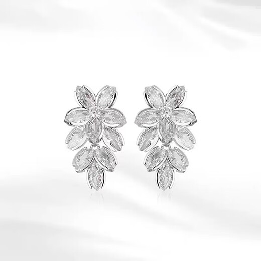 Exquisite imitation zircon flower earrings 2025 new high-end light luxury temperament earrings earrings women's niche design flower earrings 925 silver needle pair jewelry box