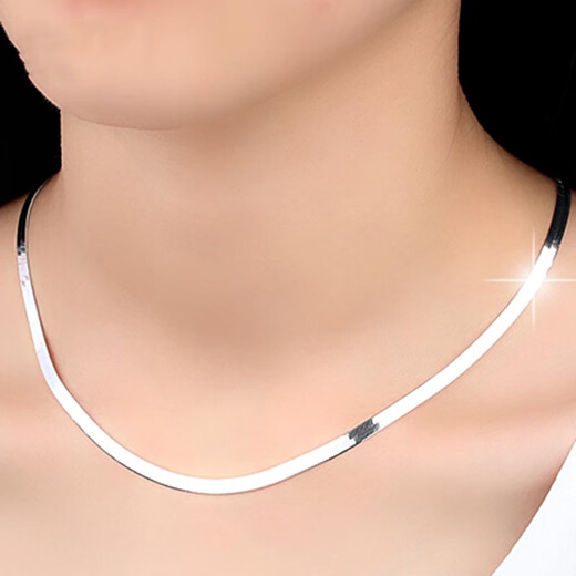 MZMZ platinum snake bone necklace for men and women pt950 platinum flat clavicle versatile plain chain Valentine's Day birthday gift for boyfriend when/next day delivery - light luxury width 3.5mm chain length 40cm