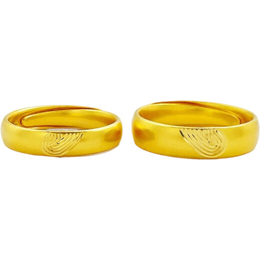Old temple gold ring, ancient gold, promise you, fingerprint, couple, gold pair ring, wedding, three gold proposal gold ring, men and women, one pair, about 12.88g