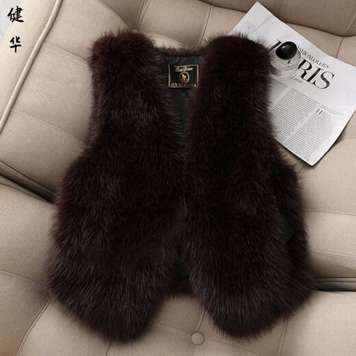 Yinshi Grape Purple 2025 new style imitation fox fur imitation fur vest short vest for women high-end light luxury model slim large size black S