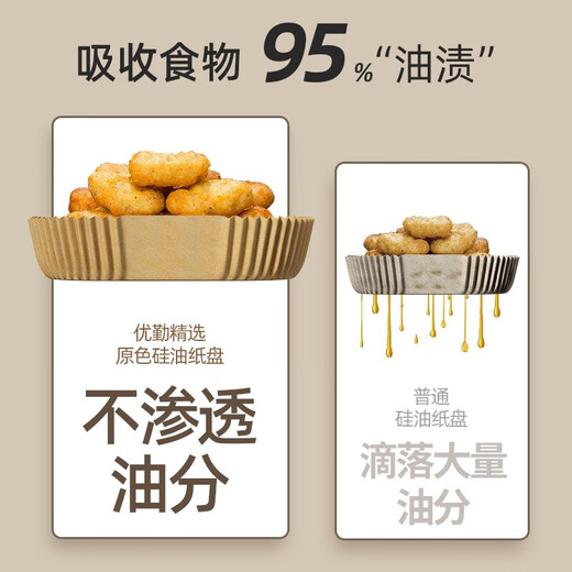 He Jiagong air fryer special paper household baking thickened oil-absorbing pad paper silicone baking pan pot oven food paper bowl large thickened square * 100 sheets (3-6L fried