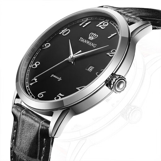 
TIAN WANG watch business casual fashion belt Roman dial date display quartz watch men's watch women's face couple's watch gift black disc black strap men's watch GS3886S/D-B-A