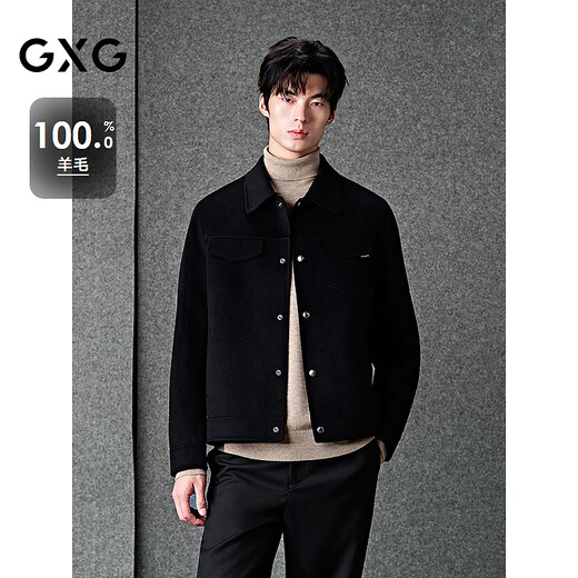 GXG Men's Black Wool Commuting Short Coat Winter New Product GX06402 Black L
