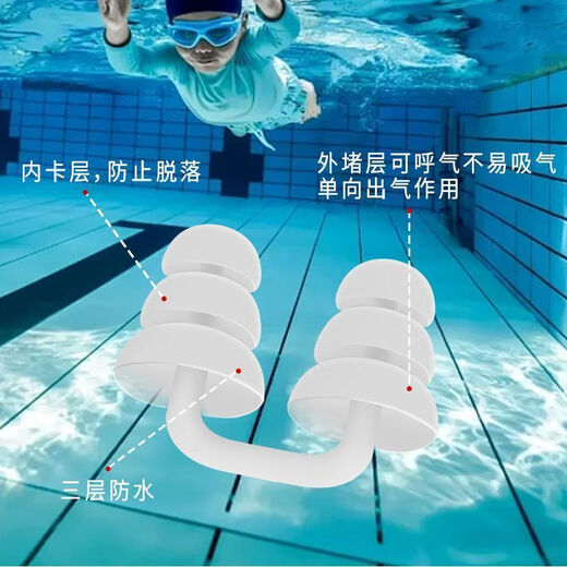 Raft core swimming nose plugs are breathable, hypoallergenic, unisex, breathable, anti-choking nose clips, invisible diving waterproof earplugs for swimming, upgraded three-layer waterproof, mermaid nose plugs, blue