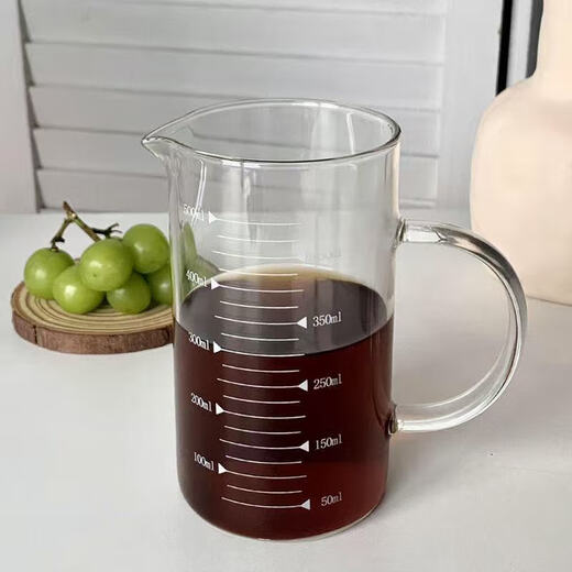 Graduated coffee pot hand-brewed coffee sharing pot drip-type clear glass filter measuring cup American cold brew cup large size 1000ml