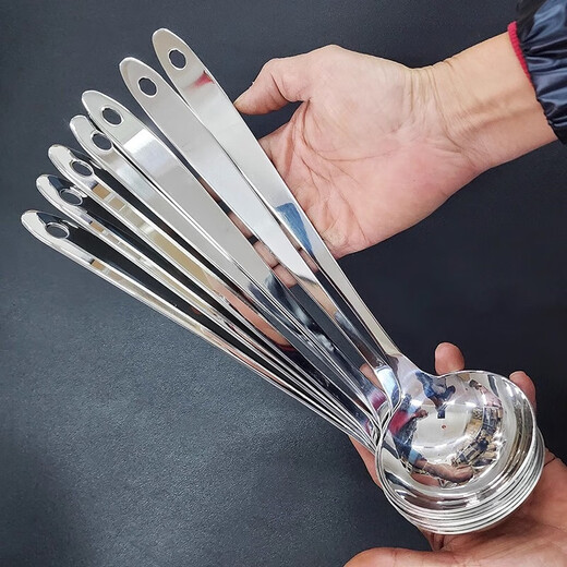 Commercial hot pot soup spoon colander thickened stainless steel household spoon long handle large spoon porridge spoon 8 points soup spoon