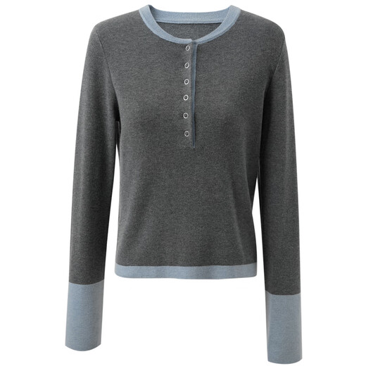 Sancai 2025 new winter round neck sweater long-sleeved simple pullover top slim and versatile M