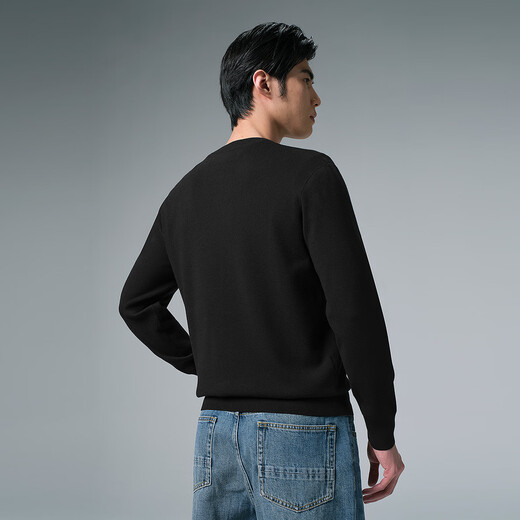 Lilang Henry Collar Sweater Winter Sweater 2025 New Style Contains Sheep Wool Slim Fit Warm Bottoming Sweater Men's Sweater Black (G5DMS0111S) XL 175/88A
