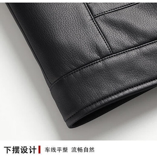 Playboy Fur All-in-One Men's Dad Winter Jacket Plus Velvet Thickened Men's Leather Jacket for Middle-aged and Elderly Grandpas to Keep Warm in Winter Black (Removable Collar) XL Recommended 105-125Jin Jin equals 0.5kg