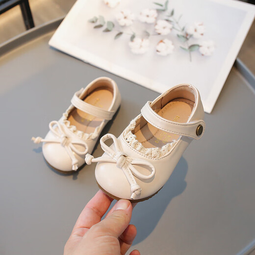 Tyrannis season new children's soft-soled beanie shoes for girls baby bow princess shoes little girl's single shoes brown 21_inner length 13.5cm