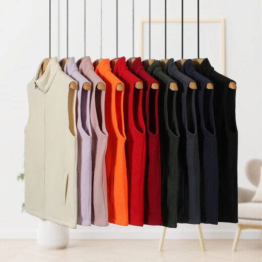 Double-sided polar fleece vest for men, thickened autumn and winter stand-up collar sleeveless vest jacket, warm inner layer, 838 Hermès Orange 3XL