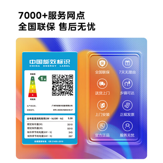 Hualing air conditioner large 1.5 HP new level of energy efficiency super power saving pro giant power saving variable frequency heating and cooling air conditioner hang-up KFR-35GW/N8HA1 -P national subsidies for home appliances