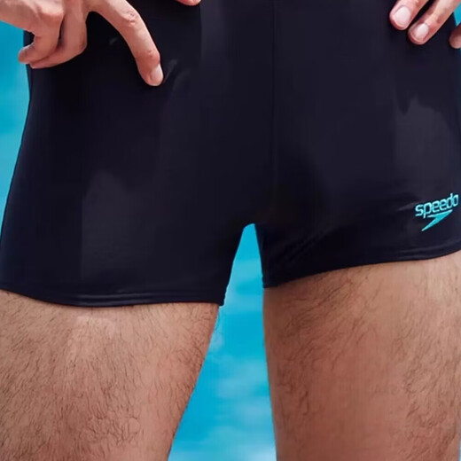 Speedo速泳裤男士平角专业抗氯透气速干游泳裤舒适耐穿比赛泳装 黑色/蓝色【及膝款】 S （高165-170cm，重61-65kg）