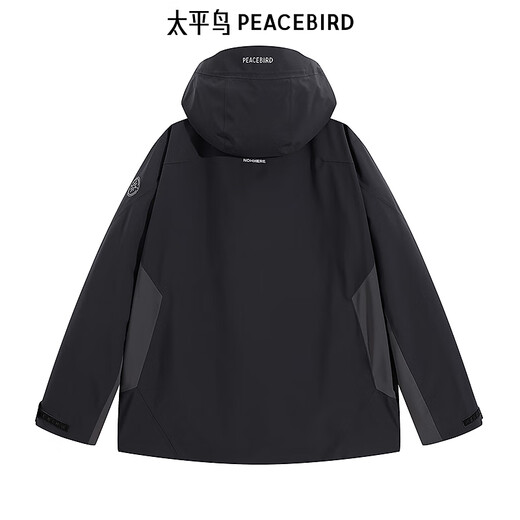 PEACEBIRD Men's Contrast Color Stitching Jacket B2BCE440C Black 1 L