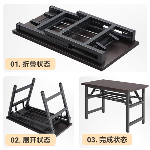Foldable computer desk student desk home bedroom simple desktop small rental house learning writing desk black walnut black frame 80*40*75 single layer with bars