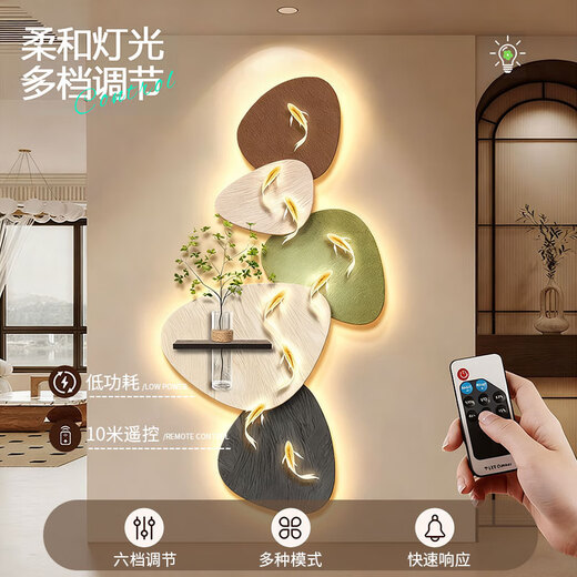 Beautiful and pure light luxury stone running entrance decorative painting entrance door mural 2025 new nine fish advanced induction hanging painting Z7205-Shilai running 40*80 ordinary model crystal porcelain anti-scratch without light model frameless crystal porcelain anti-scratch picture + simulated DIY green plants + hydroponic vases