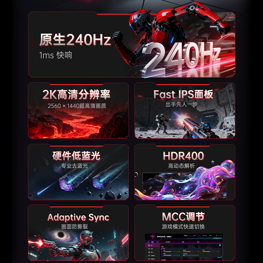 KTC 23,8-Zoll-2K-nativer 240-Hz-Monitor, 400-nit-FastIPS-Lift, rotierende Basis, externes Notebook-Computerdisplay H24E7