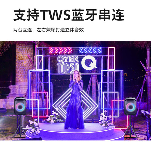 Philips (PHILIPS) square dance audio outdoor stage high-power mobile portable trolley speaker wireless Bluetooth high-volume karaoke amplification with dual microphone SD308