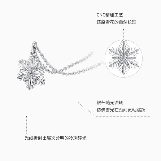 Chao Acer Platinum Snowflake Platinum Necklace for Women PT950 Neck Ornament Clavicle Chain Filigree Sparkling Gift Priced Labor Cost 440 Yuan 3.65g, Chain Length Approximately 40cm + Extension Chain