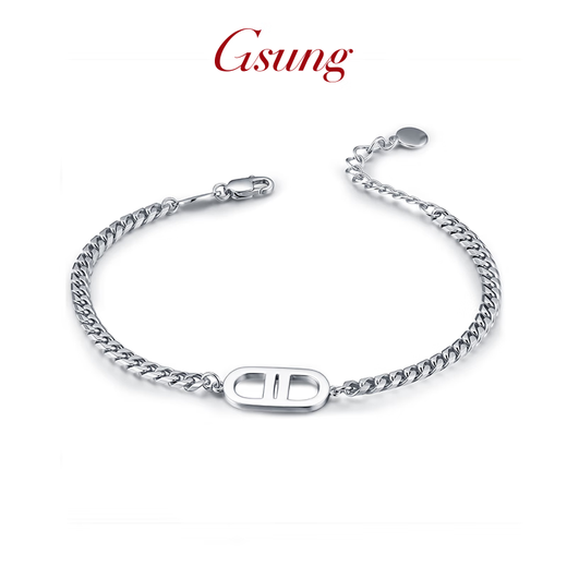 GsunG Platinum Pig Nose Bracelet Women's PT950 Pure Platinum Cuban Chain Design Men's Fashion Bracelet Priced by Gram Contact before bidding