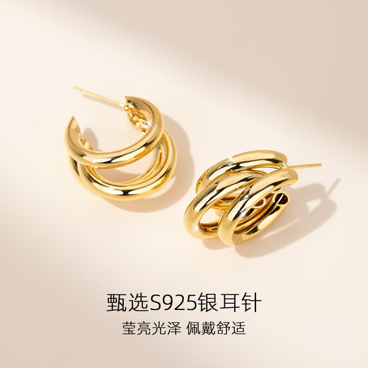 Qlady gold multi-layer earrings for women light luxury niche high-end silver needle earrings for women 2025 new light luxury earrings earrings