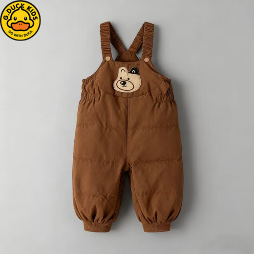 G.DUCK HELLO Little Yellow Duck Boys and Girls Duck Down Pants Children's Overalls 2025 Autumn and Winter New Outdoor Pants Khaki Color 90 cm Down Filling 30g Openable Crotch