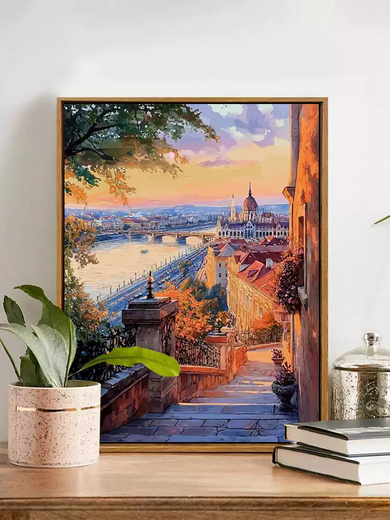 Qilicai City Night Szenerie Digitales Ölmalerei Iy Handmalerei Füllung und Färbung fortschrittlicher Kulissen Höllenniveau Acryl Decorative Painting LL12859 Acrylmalerei + professionelle Öl-Leinwand + mehrere professionelle Gemälde