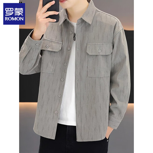 
ROMON work shirt jacket men's spring and autumn 2025 new casual shirt autumn youth loose lapel jacket [upgrade] K16886 royal blue M