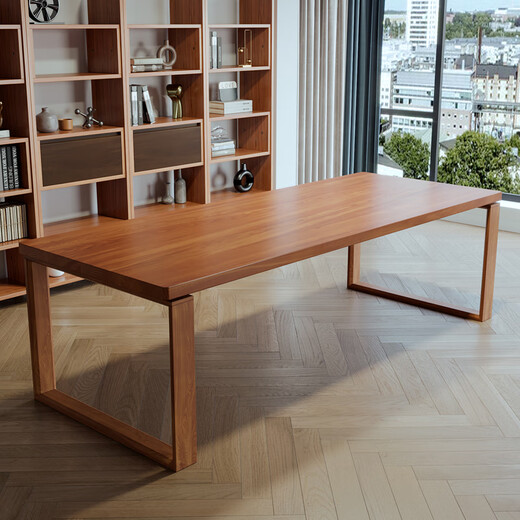 Shoukui living room large long desk reading study table student home study desk pure solid wood large board desk workbench deposit option...customization