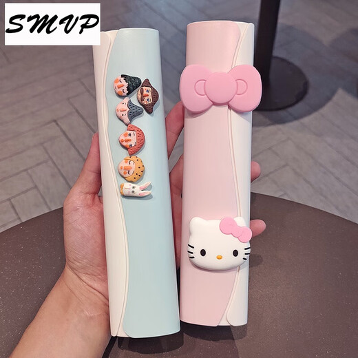 迪士尼（Disney）304不锈钢餐具筷子勺子套装单人儿童便携一人用三件套学生收纳盒 双开盖餐具-粉色(小猫蝴蝶结)