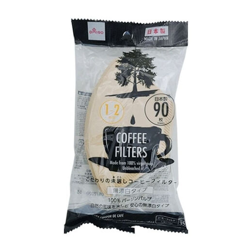 Daiso (daiso) Japan Daiso DAISO unbleached coffee filter paper coffee paper 90 sheets of coffee filter wood color coffee filter paper for 2-4 cups (no bleaching) (37#)