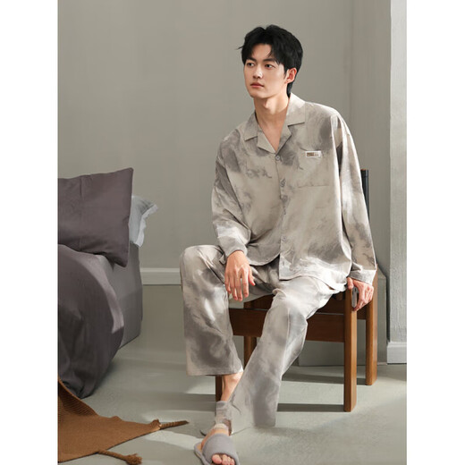 Yalu Pyjamas Spring and Automne Pure Coton Pure à manches longues Men d'automne mince plus taille plus d'automne et de vêtements d'hiver Ensemble de vêtements de maison 13063 Couleur d'image M hauteur d'environ 165 mètres, poids 100-125 Jin [Jin est égal à 0,5 kg]