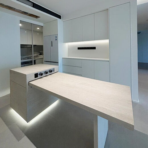 Jianyimao 2024 new model island dining table integrated household retractable travertine slate customized high-end kitchen guide table plus down table 2.3M island dining table + storage + socket