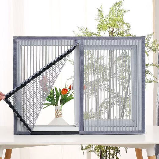 Customized high-end diamond fish wire mesh window screen anti-mosquito self-adhesive zipper style window screen self-installed Velcro folio Default hair diamond yarn gray Customized contact customer service Height 90cm-encrypted network