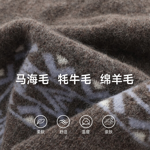 SHOKAY star's same style Dong Life Live Room light luxury mohair yak velvet retro cardigan belt sweater brown L