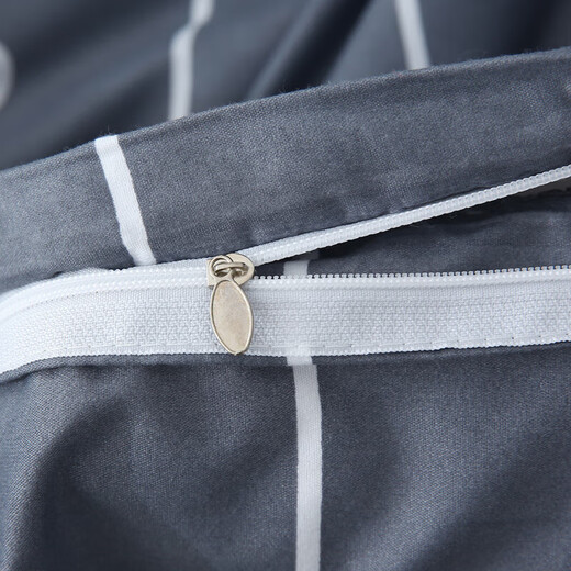 Quilt core + four-piece set + pillow core bedding set student dormitory single and double bedding complete set dark gray (YZ skin-friendly fabric) single bed changeable three-piece set - quilt cover 150*200cm