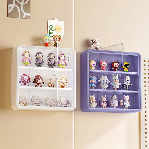 Ershanji Wall-mounted Figure Display Cabinet Transparent Blind Box Storage Box Wall Doll Bubble Mart Display Rack Blind Box Display Rack Wall-mounted White Large