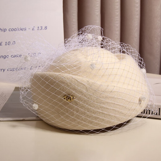 Hanqing Zhongxia British retro mesh wool beret women's autumn and winter French top hat small fragrant style celebrity light luxury veil headwear small fragrant style mesh m letter top hat - black M (56-58cm) adjustable
