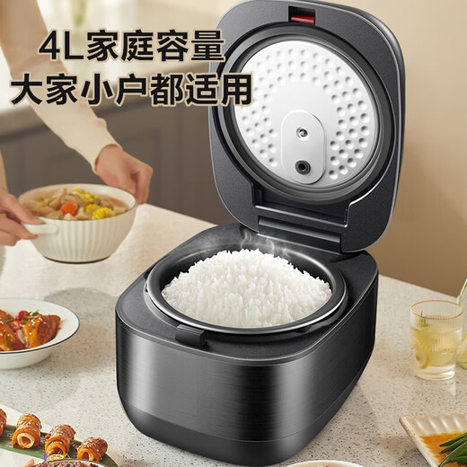 SUNPUNR电饭煲电饭锅小型2-3人家用电饭煲0涂层一级能效智能电饭煲4-5人球釜不沾内胆煮饭柴火灶蒸米 5L 耀夜黑【经典款4-6人】陶瓷釉不沾内胆