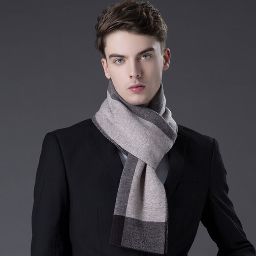 MCS scarf men's pure wool autumn and winter Korean version all-match thickened scarf warm simple gift box Mika