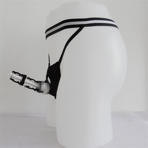 Men's underwear JJ elastic split thong panties hollow five-ring restraint ring large size sexy couple crotchless pants black one size