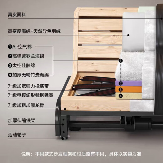 Nanshi Home Italian Minimalist Lawrence Electric Functional Sofa Living Room Zero Wall Adjustable Headrest Electric Sofa 2.55m Double Position Fully Electric Position Leather Contact Surface Wireless Remote Control Version