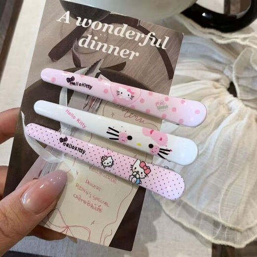 Kitty hair clip one-word hair clip cute cartoon headdress cute girl heart sweet seamless clip bangs broken hair clip 1#KT cat 6-piece set