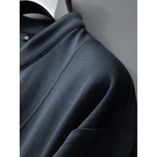 VARWANEO international first-line brand autumn and winter fat men's stand-up collar long-sleeved shirt plus fat large size new Chinese Henry collar base black L (130-150) Jin Jin equals 0.5 kg